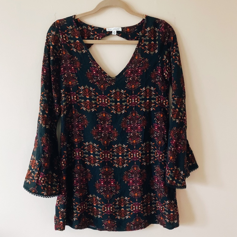Boho Bell Sleeve Mini Dress